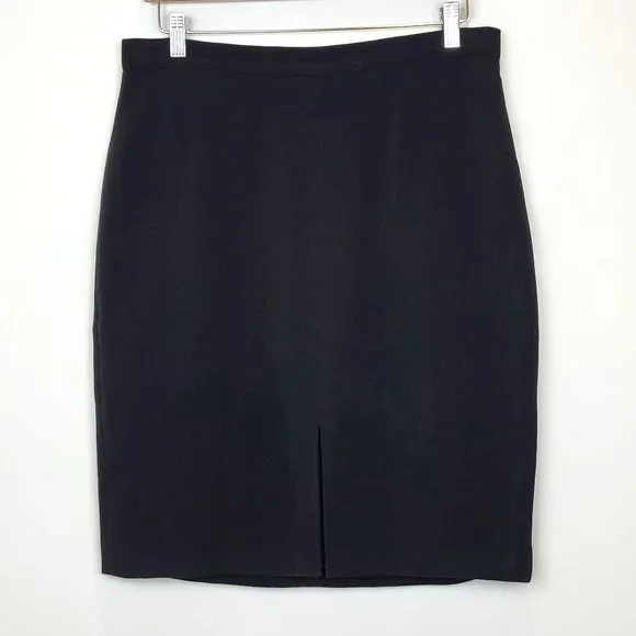 Ann Taylor Skirts Ann Taylor Black Textured Front Slit Pencil